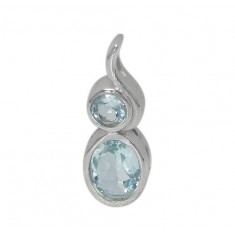 Unique Blue Topaz Pendant, Sterling Silver